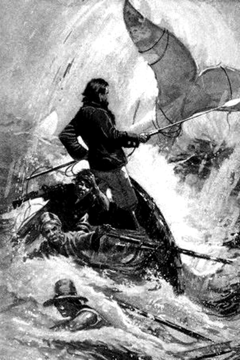 Moby Dick swam swiftly round and round the wrecked crew. (Page 6